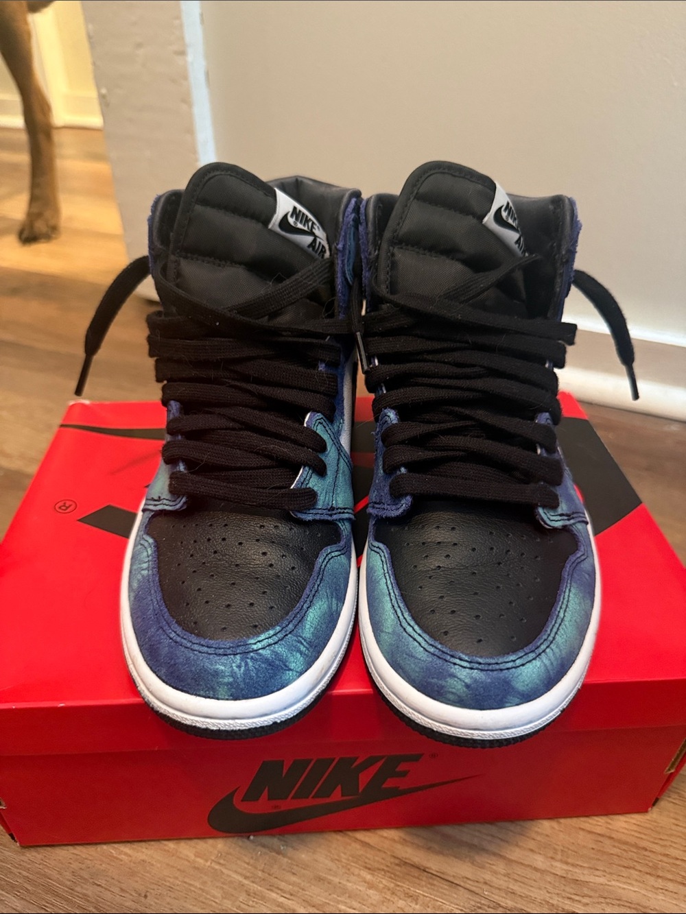 Nike High Top Sneakers - Black and Blue Marble